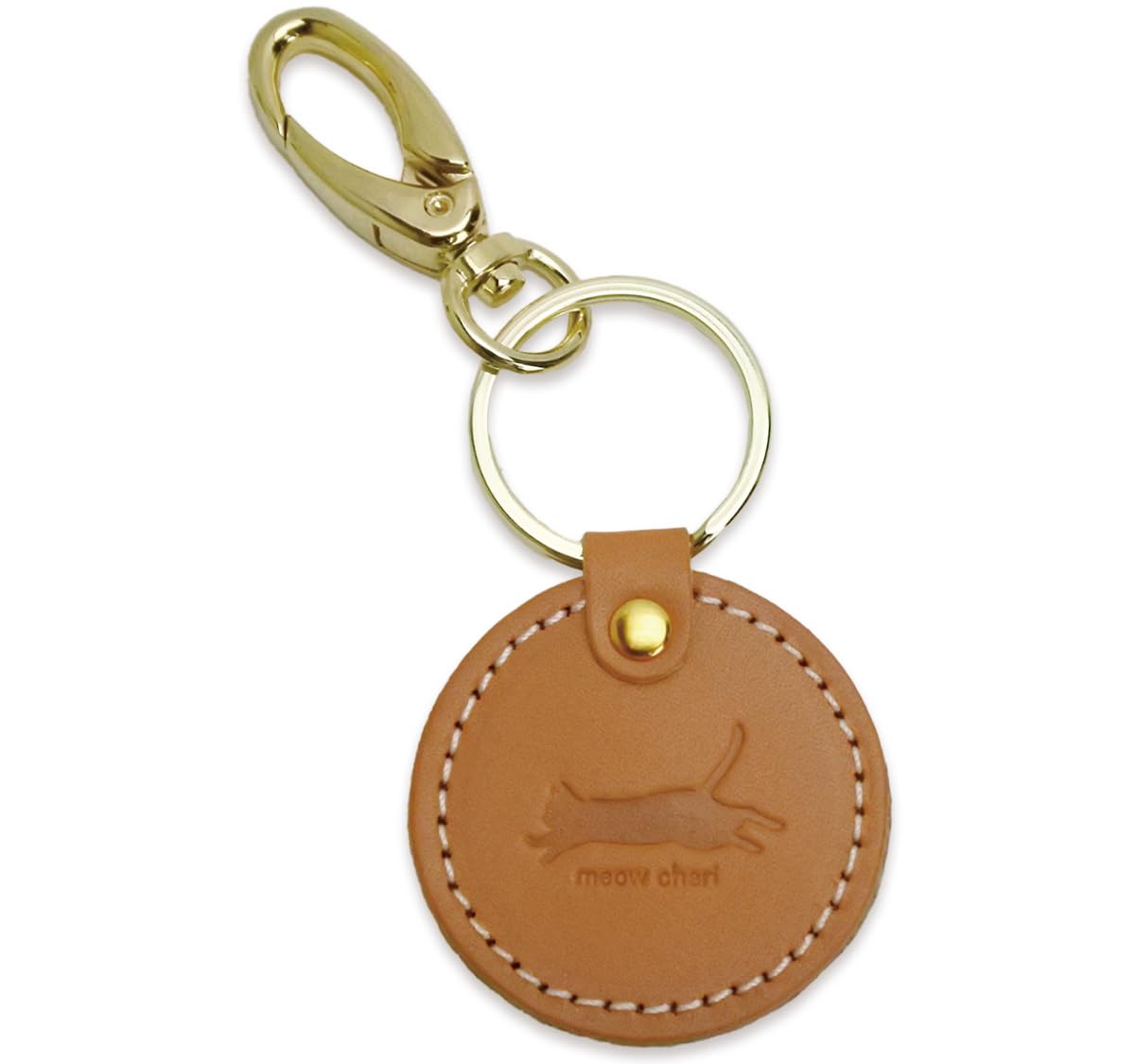 

[meow cheri] Cute Cat Leather Keychain, Key Charm, Made in Japan with Tochigi and Himeji Leather, Stylish Gift for Cat Lovers, Gift for Women, Cat