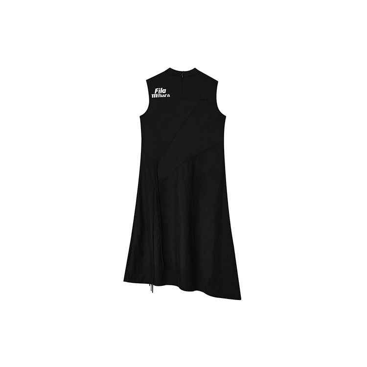 Fila X MIHARA YASUHIRO Solid Color Letter Logo Print Pullover Stand Collar Sleeveless Dress Women Dresses Black F11W233304F-BK