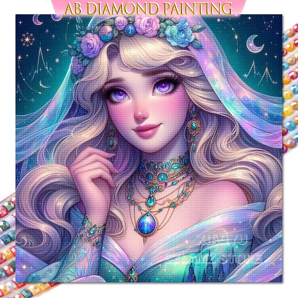 Princess Tiana Diamond Painting Kit AB Round Drills Art Embroidery Mosaic Handmade Gift New Wall Decoration Products