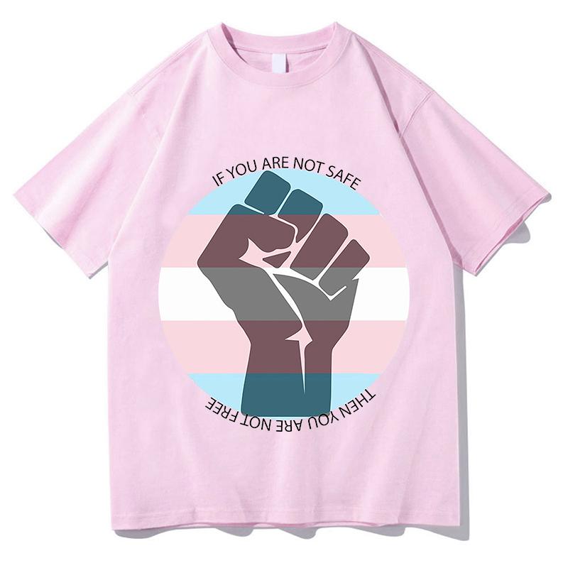 Trans Not Threat Graphic Tshirts 100Cotton unisex 2026 Summer New Short Sleeve Loose shirt Y2k Hip Hop Unisex Aesthetic Streetwear
