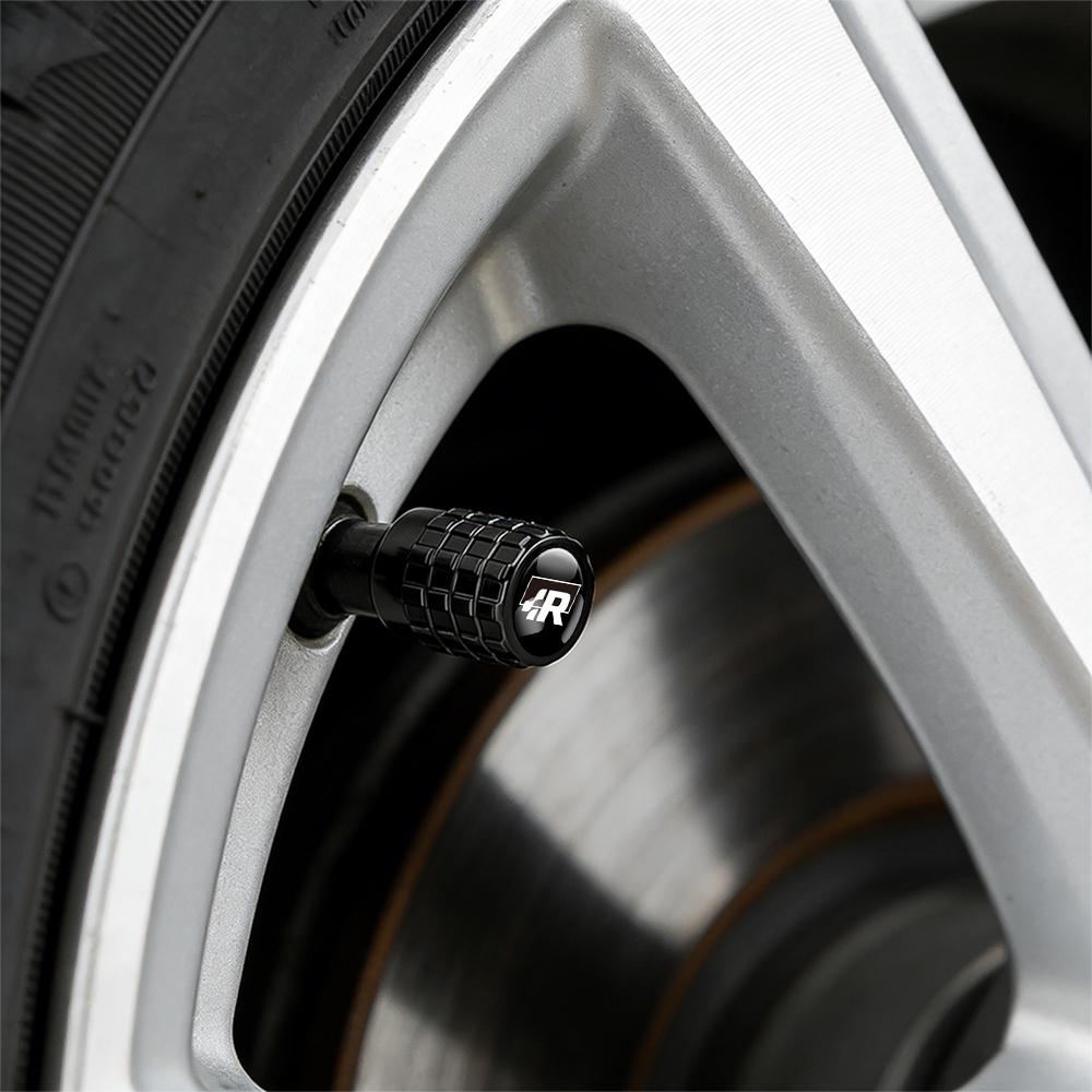 4PC Aluminium Car Tire Valve Stems Cap Gear-Shaped-Valve For Volkswagen TSI TDI R32 MK4 GTI Golf Polo Tiguan Passat Jetta Touran