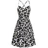 Fashion Women's Print Casual V-neck Sleeveless Button Suspender Dress