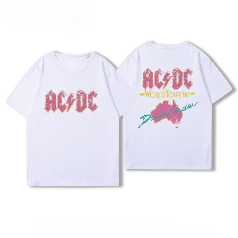 ACDC Rockband Peripherie Kurzarm-T-Shirts für Männer und Frauen Reine Baumwolle Amerikanischer Street Hip-Hop Freizeitkleidung für Sommer