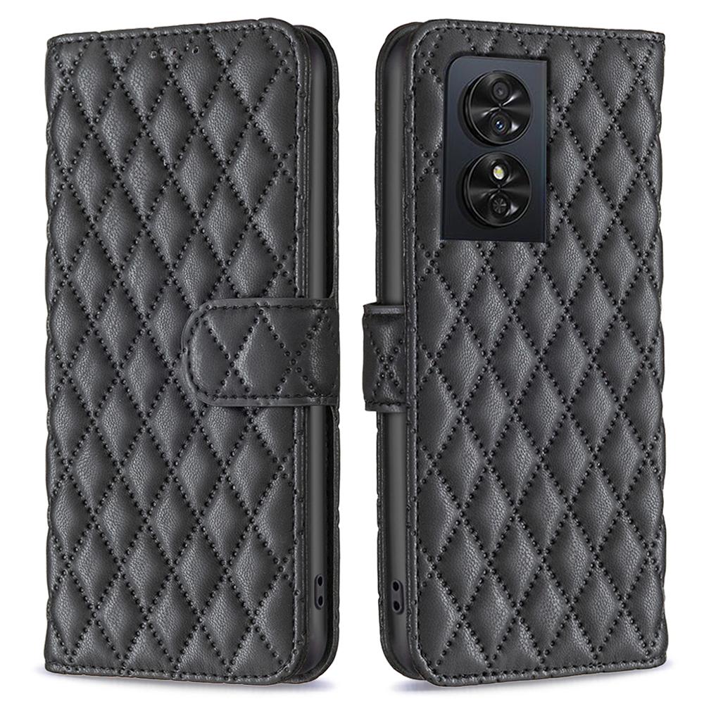 BINFEN COLOR BF Style-14 For TCL 50 SE Wallet Case Rhombus Grid PU Leather Phone Cover