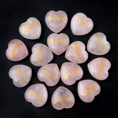 1 adorno de cristal en forma de corazón, decoración de cristal rosa, piedra de inspiración grabada, decoración del hogar, muebles pequeños, joyería, 30x30 mm