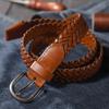 Hand-woven belt for men and women, summer decoration, large size versatile belt without holes, brown belt, extended trend.