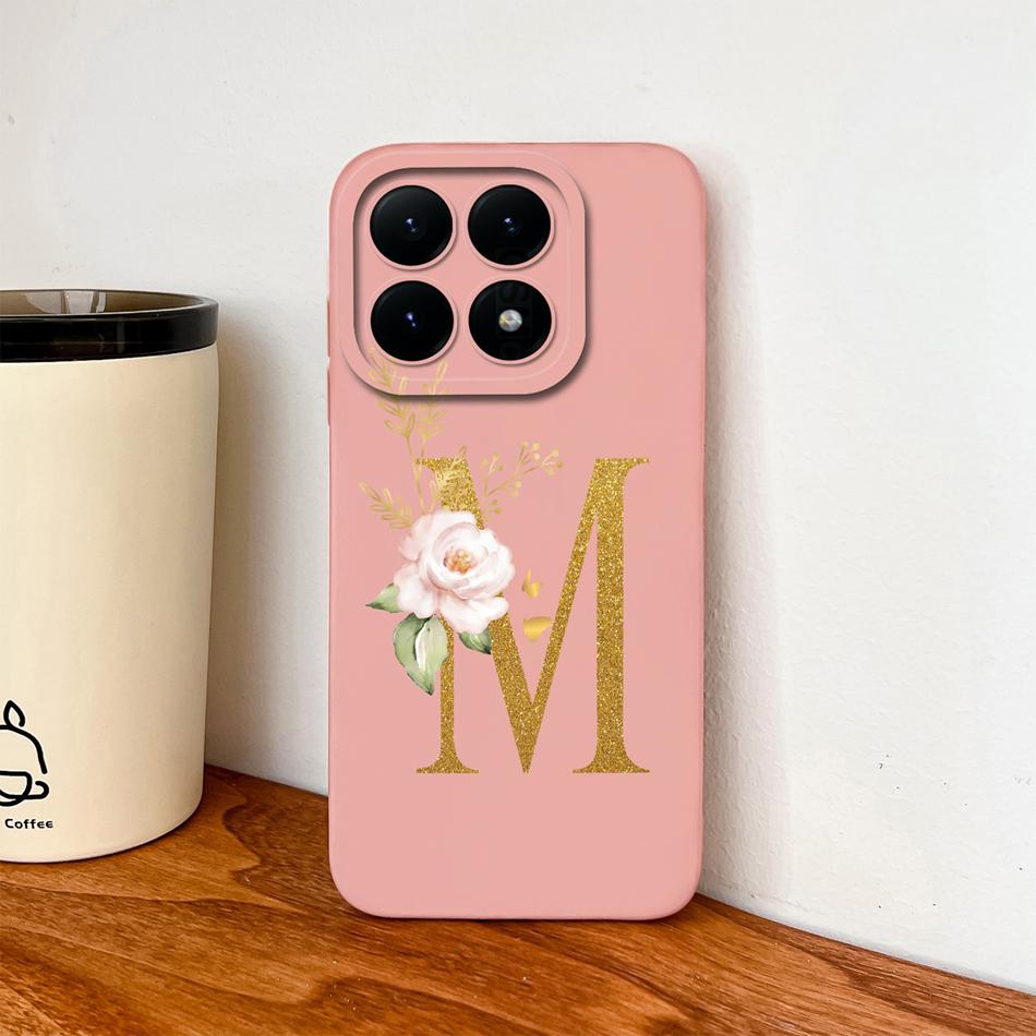 For Xiaomi 15T Pro 17 Pro Max Case Elegant Gold Letters Soft Liquid Silicone Anti Drop Phone Protective Back Cover For MI 15 T