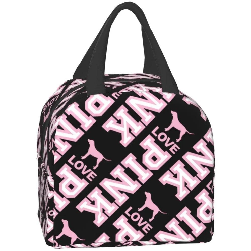 Love Pink Damska Izolowana Torba na Lunch Mleko Truskawkowe Wielokrotnego Użytku Chłodząca Torba Termiczna na Lunch Pojemnik, Chłopcy Dziewczynki Słodki Pojemnik Lunch Przenośna Torba