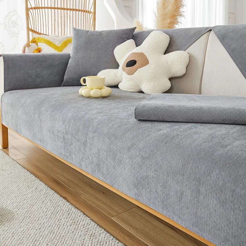 New Waterproof Sofa Cover Solid Color Polyester Non-slip Towel Slipcover Sofa Covers For Living Room Pet Dog Kids Protector Mat