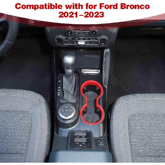 for Bronco Front Cup Holder Trim Cover Red for Ford Bronco 2024 up Red Interior Accessories