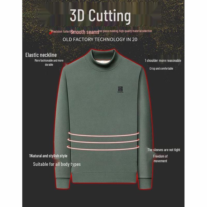 Romon Men's Warm Half-High Collar Fleece Sweatshirt