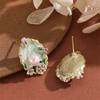 Garden Pearl Earrings - Colorful Glazed Flowers Stud Earrings - Retro-Inspired Pearl Jewelry