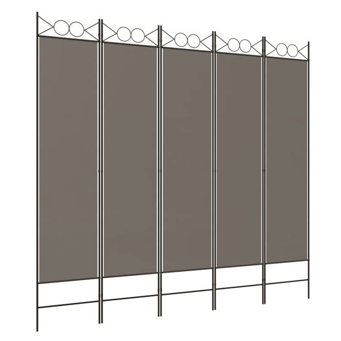 350156 vidaXL Cloison de séparation 5 panneaux Anthracite 200x200 cm Tissu