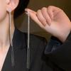 Long elegant zircon diamond fringed earrings light luxury niche high-end earrings temperament versatile earrings