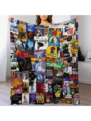 Musicals Collage IV Original Plaid Tæppe Senge Plaid Vinter Senge Sovepose Flanel Tæpper