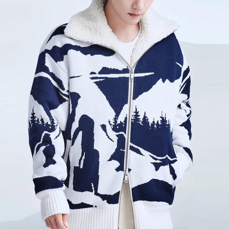 Li-Ning Catwalk Fleece Lined Stay Warm Jacket 'Creamy White Blue' Unisex AFDS225-1
