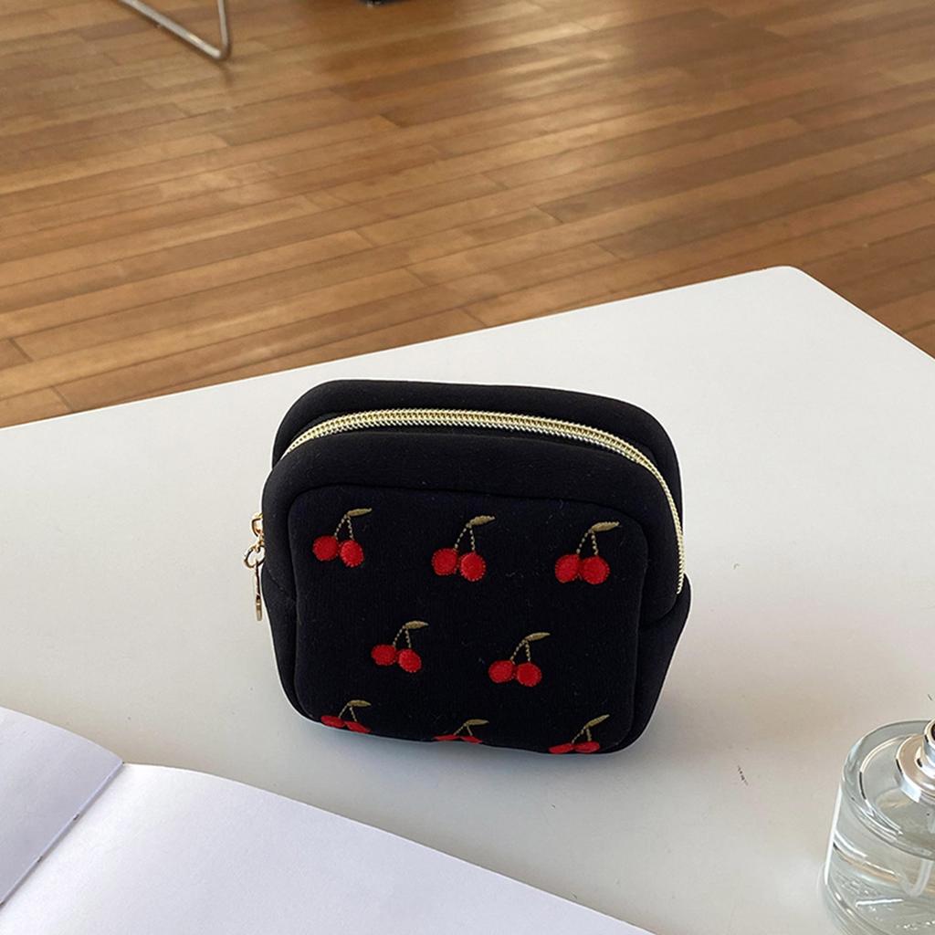 Cherry Cosmetic Bag Advanced Sense Simple Portable Large-Capacity Color Cosmetic Storage Bag Female Cherry Wash Bag