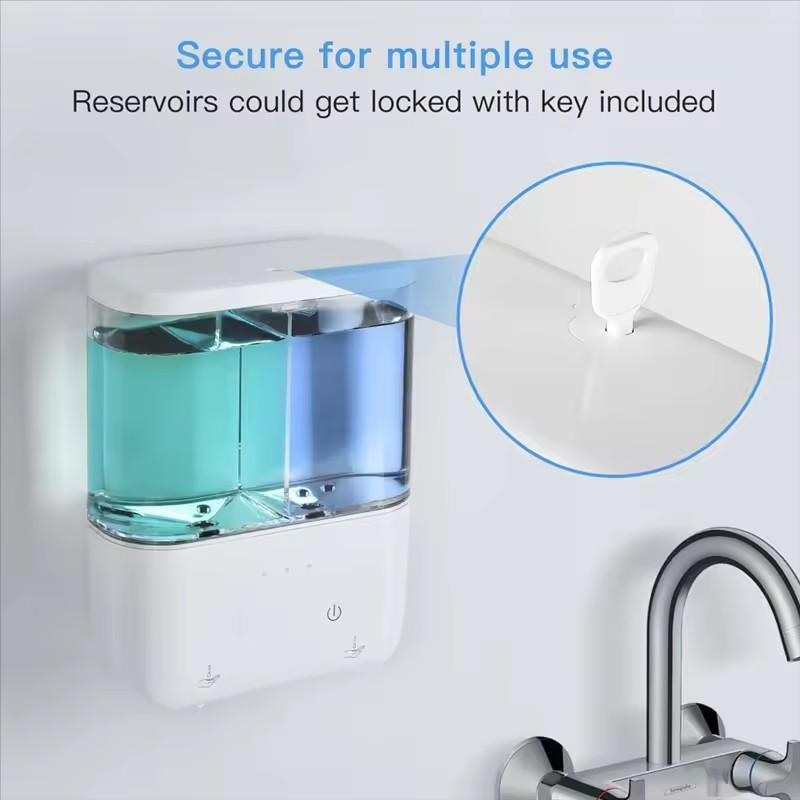 500ML*2 Double-Head 2-In-1 Wall-Mounted Electric Intelligent Infrared Automatic Sense Soap Dispenser For Kitchen Bathroom Toilet