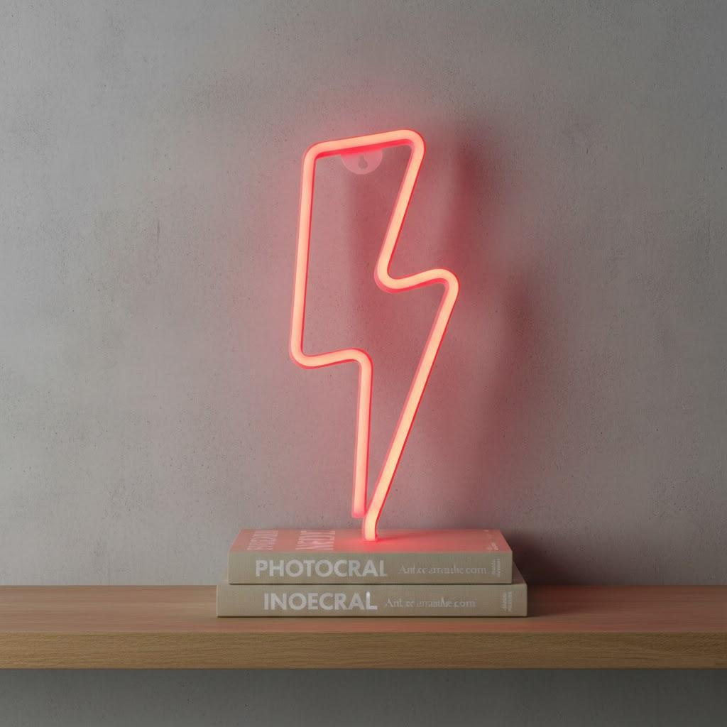 Creative LED Lightning Shape Festival Home Atmosphere Lamp Stylish Neon Style Multicolor Light Decor