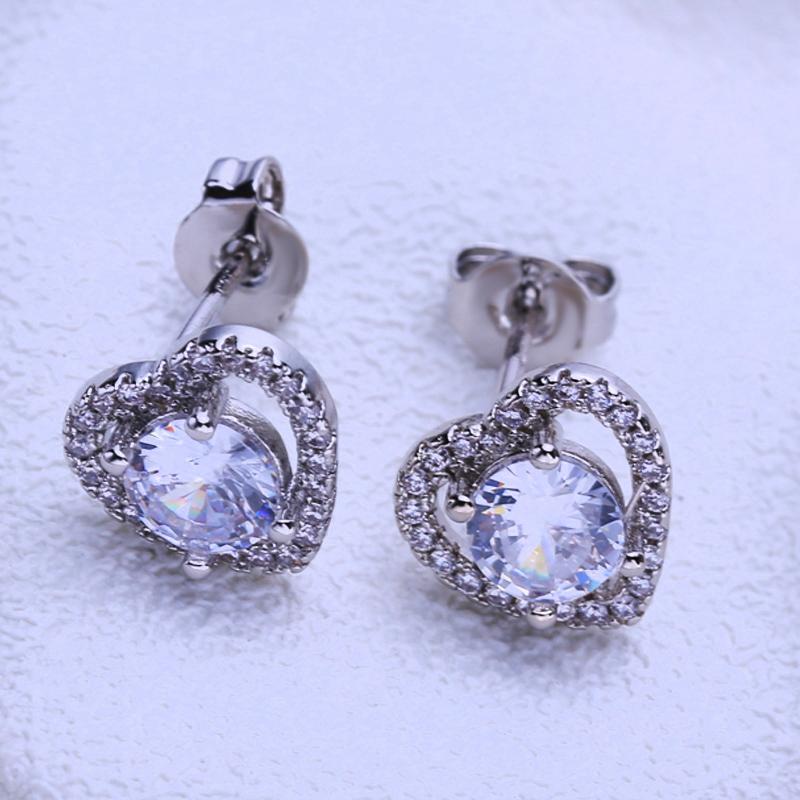 KNIKOO Stud Earrings For Women Cubic Zirconia Fashion Heart Earrings Jewelry For Wedding Party Gifts