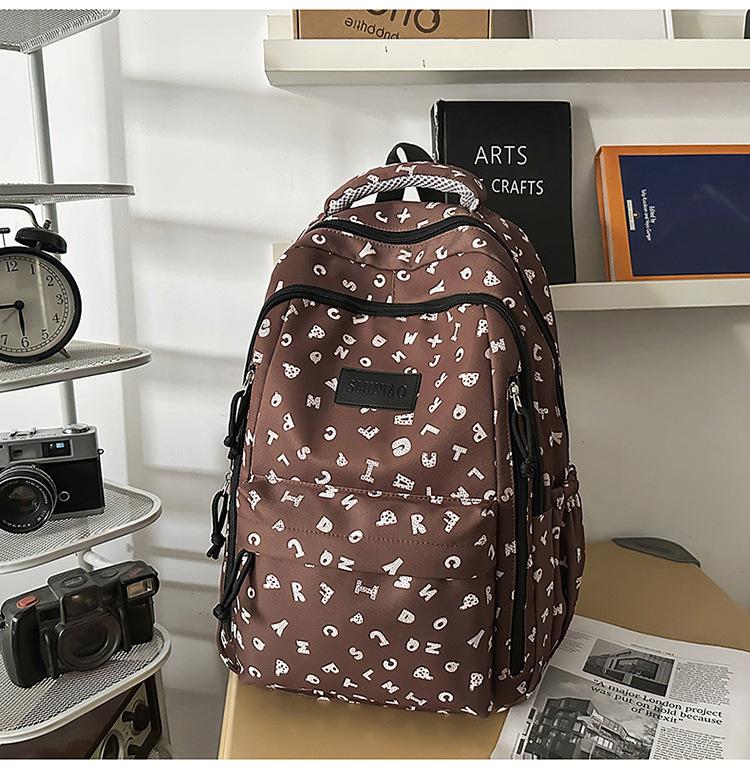 Same Backpack for Middle and High School Students with High Aesthetic Value, Letter Printed Campus Backpack, Lightweight and Large Capacity Backpack