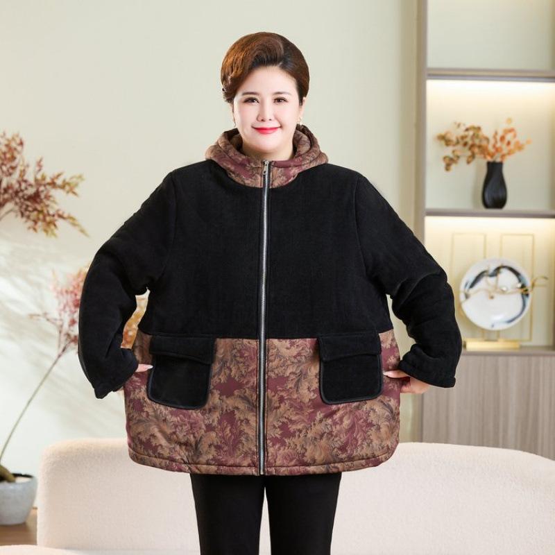 Fat cotton-padded clothes Winter clothes Fleece thickened jacket Fattened plus size cotton-padded jacket Hooded cotton-padded clothes