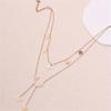 Doppellagige Halskette mit Stern- und Halbmond-Quastenanhänger für Damen, Vintage-Accessoire im Bohème-Stil, Legierung, vielseitig einsetzbar für den Alltag und Partys