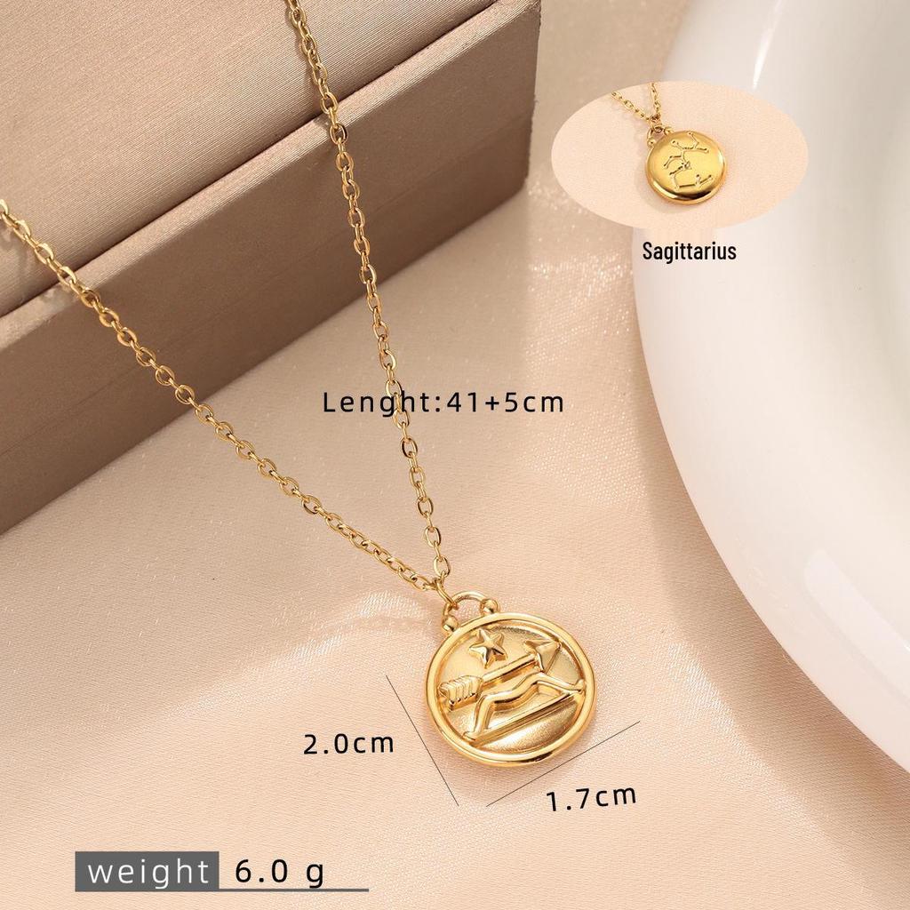 12 Constellation Necklace: 18K Gold-Plated Titanium Steel Chain