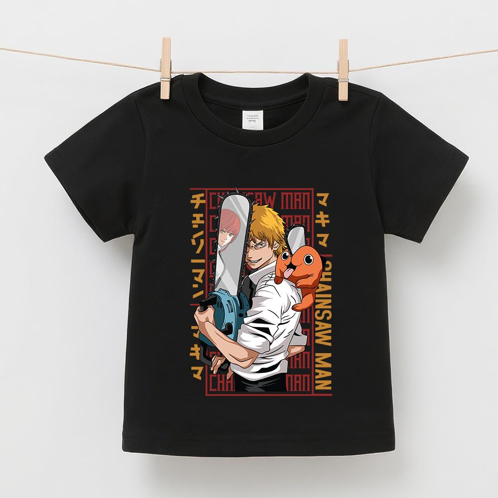 Kettingzaagman Denji Anime Print Jongens Meisjes Katoenen T-shirt Kinderen Korte Mouw Top Zomer Zacht Casual Kleding