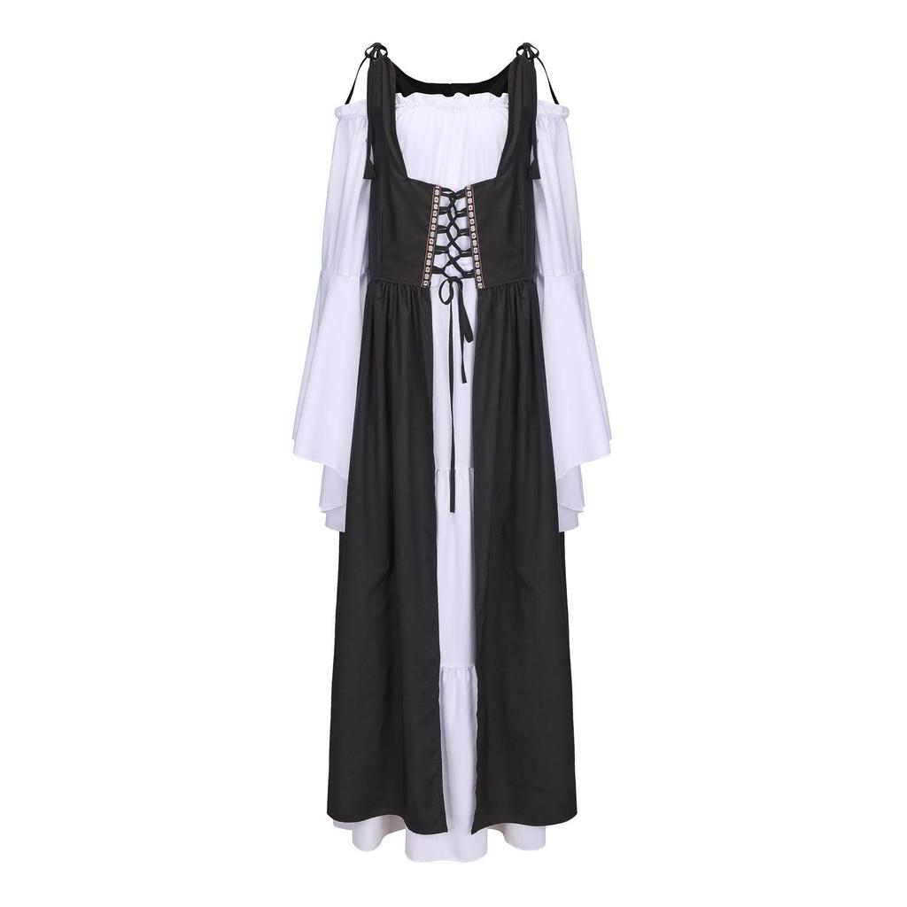 Medieval Renaissance Lace-Up Corset Dress - European & American Vintage Halloween Costume.