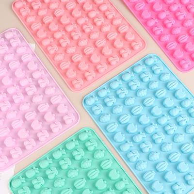 1Pc 66Cavities Cute Mini Fruit Silicone Mold Gummy Chocolate Ice Cube Tray Fruit Non-stick Jelly Cake Baking Decorating Tool