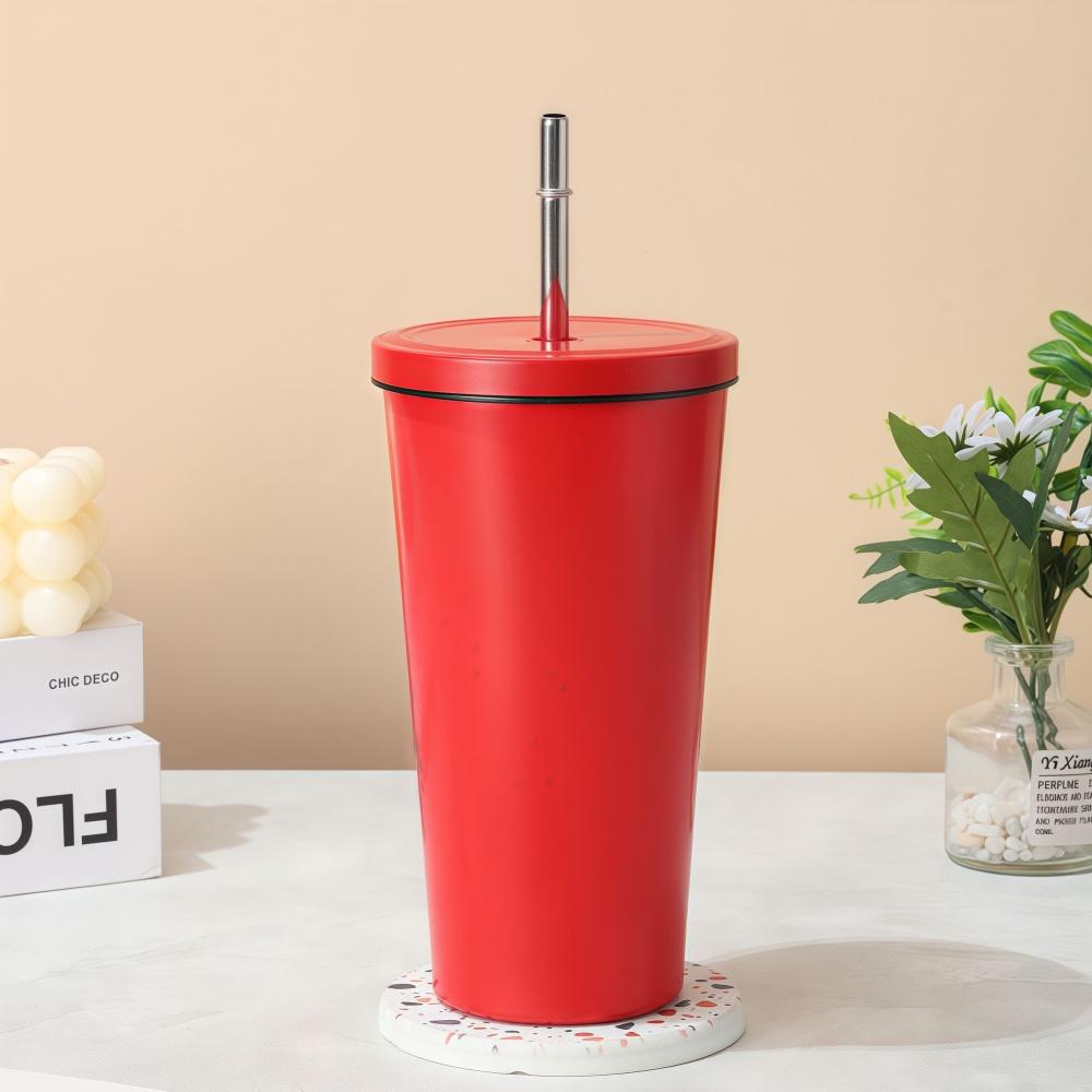 500ml Thermal Mug 304 Stainless Steel Double-Layer Vacuum Insulated Thermos Water Bottle Portable Coffee Cup with Straw