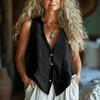 Women's Fashionable Sleeveless Solid Color V Neck  Casual Loose Vest Top