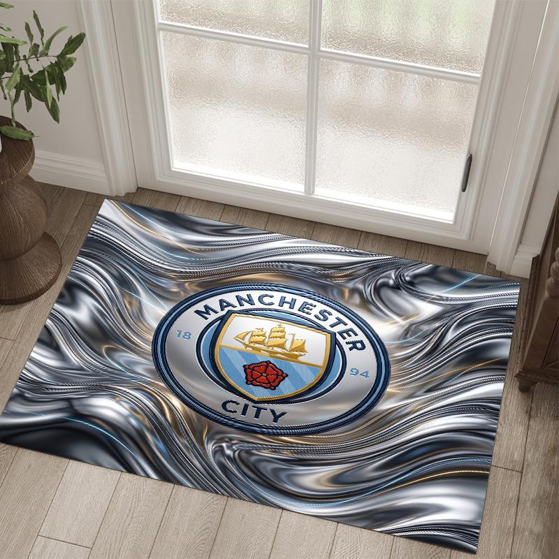 Manchester City Design Crystal Velvet Carpet Cozy Non?Slip Printed Rug For Bedroom Living Room Entrance