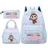 3Pcs/set Backpack for Girl School Teen Student Knapsack Women Rucksack with Lunch Bags Pencil Bag Fish Scale Style Bags