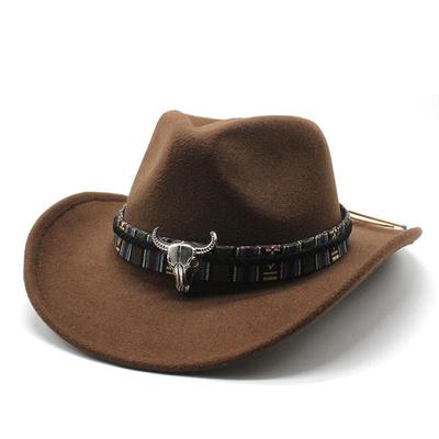 Hat Ethnic Style Cow Standard Western Cowboy Hat Roll Brim Retro Riding Wool Felt Hat
