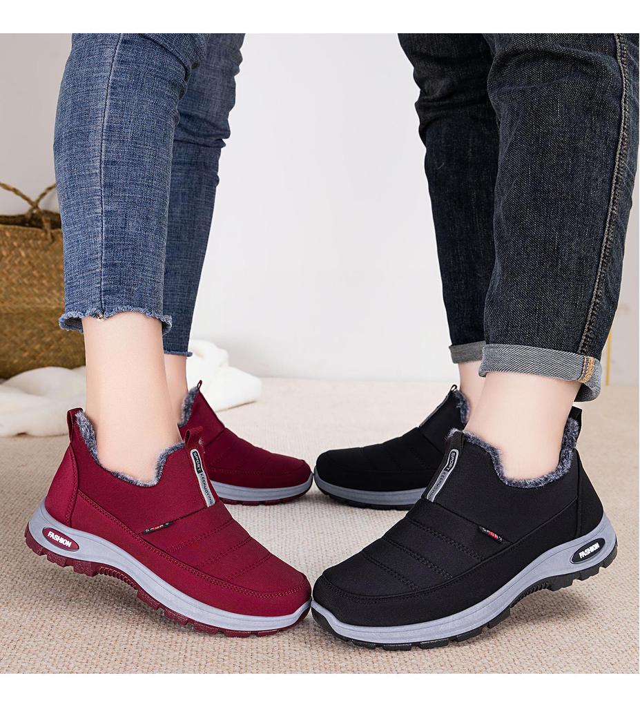 Dámské bavlněné sněhule s fleecovou podšívkou - Zimní nazouvací všestranná ležérní obuv