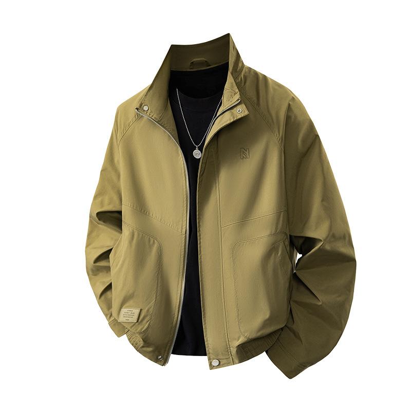 Autumn and winter new hooded jacket simple fashion trend versatile work casual men's green thin coat