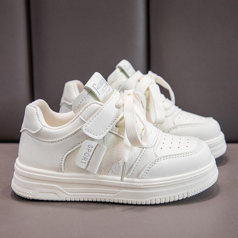 Kids Casual Strap White Sneakers 26