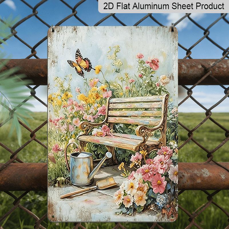 

2D Flat, Aluminum Sign for Butterfly Garden Bench, 7.87*11.8 Inch Wall Decoration, Creates a Peaceful Floral Environment, Ideal for Cottage Gardens 20*30cm