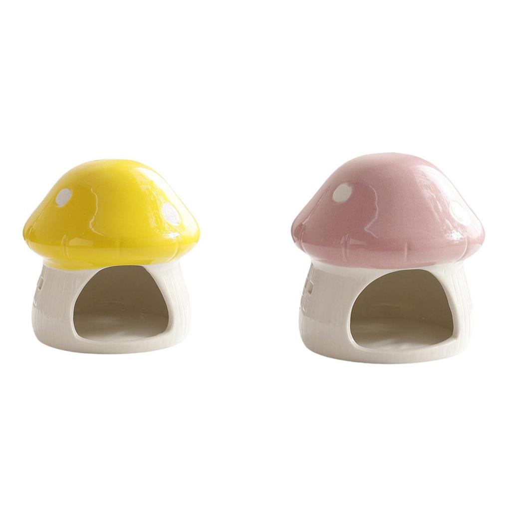 Mushroom Shaped Ceramic Hamster House Decorative Small Animal Hideout Cave for Hamster Guinea Pig Cage