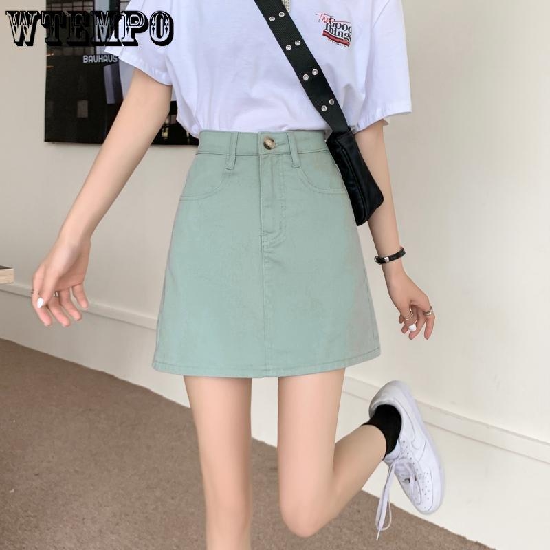 Summer Korean Version Ins Retro High Waist Skinny Denim Half Skirt Female Students Versatile Casual Package Hip A Line Short Skirt