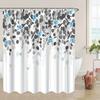 1pc Blue Rose and Gray Leaves Shower Curtain - Elegant Watercolor Botanical Pattern, Polyester Fabric, Machine Washable