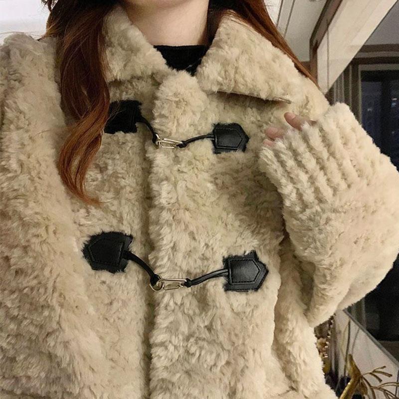 Coat for Women Fleece Thickened Plush Autumn Winter Windbreaker Oversize Casual Jacket