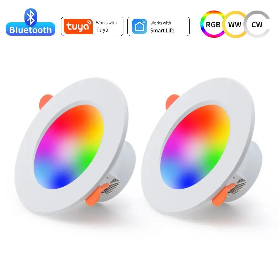 AC220V 10W Bluetooth Tuya Smart LED Downlight 2.4GHz Remote Control Smart Life APP Operated Living Room Bedroom Ceiling Light