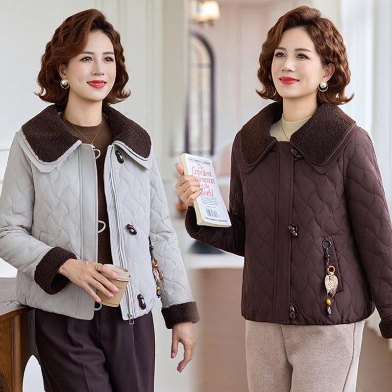 Fragrant short cotton-padded jacket autumn and winter new cotton-padded jacket small cotton-padded jacket lapel jacket