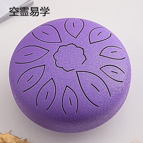 6-inch 11-Note Metal Tongue Drum with Storage Bag, Perfect for Yoga, Meditation, Healing, Prayer, and Fatigue Relief (Purple)