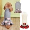 New Solid Elegant Pet Clothes White and Gray Knitted Sweater Tweed Skirt Two-Piece Set for Dogs Cats Breathable & Lightweight