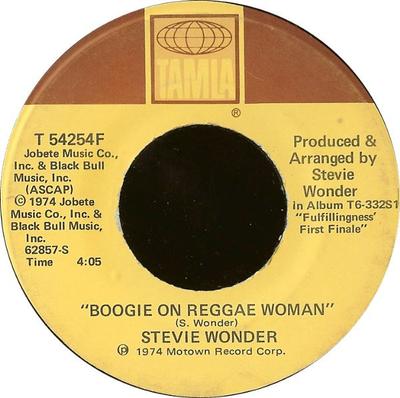 7-Zoll Schallplatte STEVIE WONDER - Boogie On Reggae Woman T54254 Tamla 1974 US Soul/Funk Gebraucht