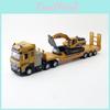 Flat Trailer And Excavator Model Alloy Construction Vehicle With Sound Light Features For Kids Play